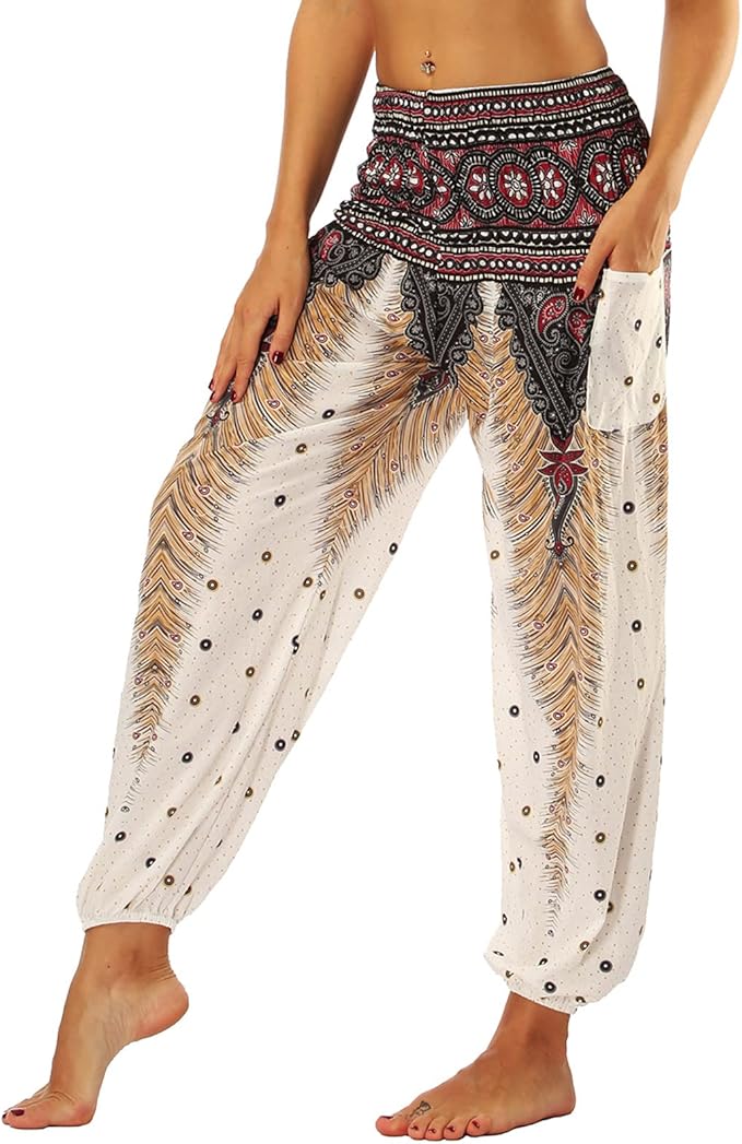 Nuofengkudu Pantalones Hippies Tailandeses para Mujer