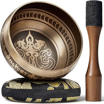 uego de Cuencos Cantores Tibetanos Grabados a Mano