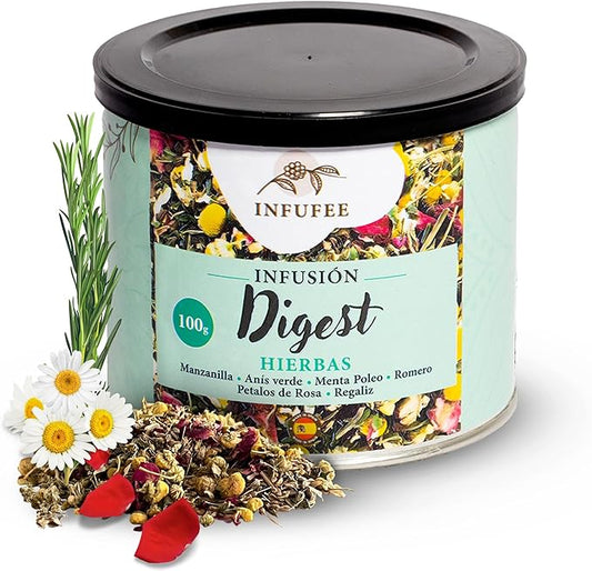 Infusión Digestiva de Manzanilla, Anís Verde, Menta Poleo, Romero, Pétalos de Rosa y Regaliz