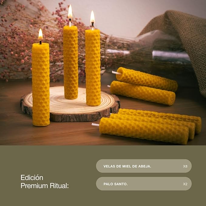 Ritual de Luz y Propósito – Velas de Miel de Abeja & Palo