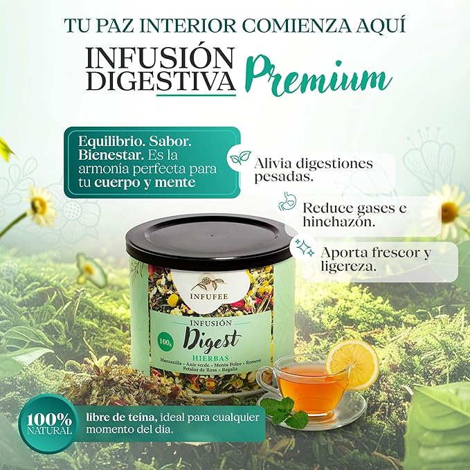 Infusión Digestiva de Manzanilla, Anís Verde, Menta Poleo, Romero, Pétalos de Rosa y Regaliz