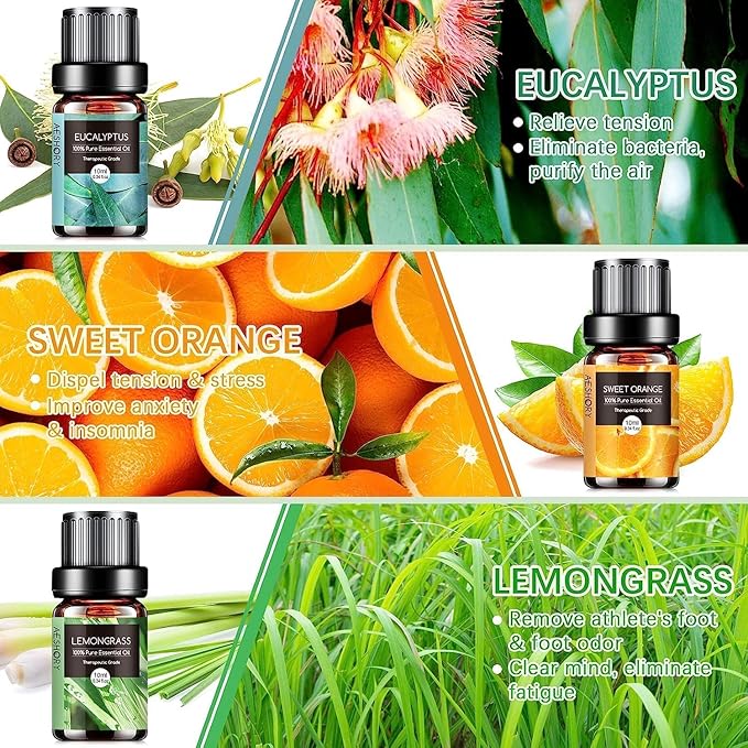 Set de Aceites Esenciales Naturales AESHORY – 6 Fragancias para Conectar con tu Interior