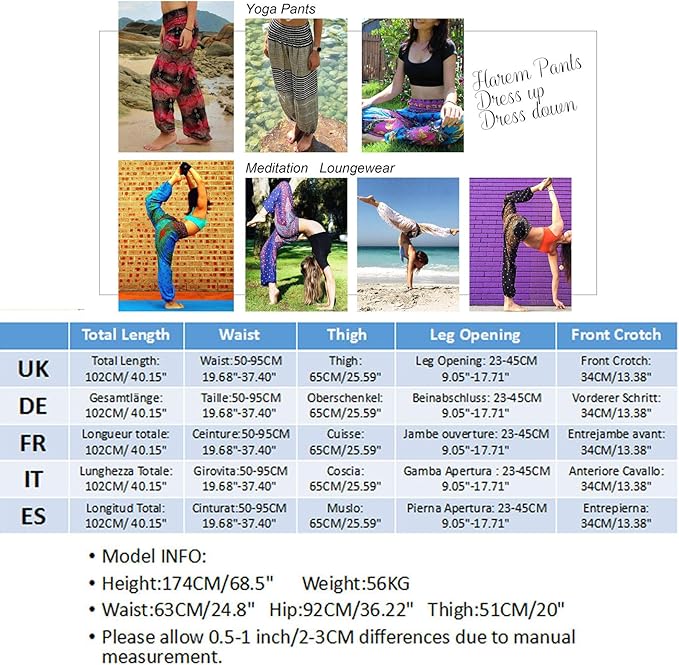 Nuofengkudu Pantalones Hippies Tailandeses para Mujer