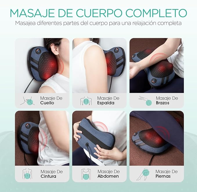 Cojín de Masaje Shiatsu 3D con Calor