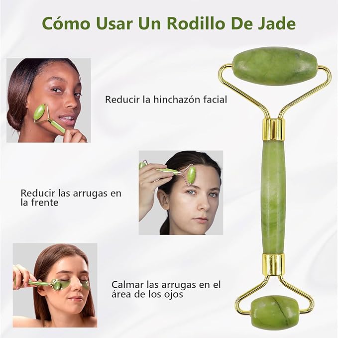 Rodillo de Jade + Gua Sha de Jade Natural