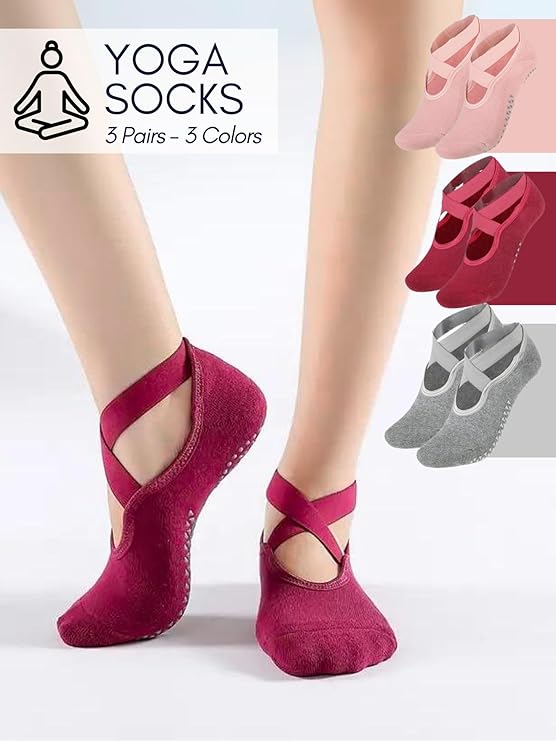 MAGIC SELECT - Calcetines de Yoga Antideslizantes (Pack de 3)