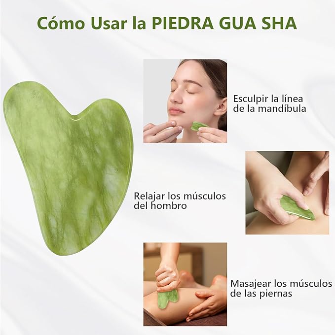 Rodillo de Jade + Gua Sha de Jade Natural