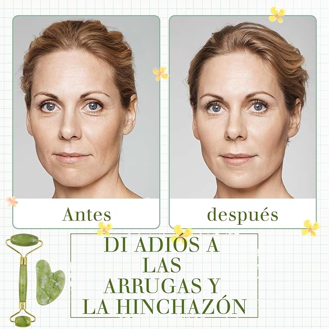 Rodillo de Jade + Gua Sha de Jade Natural