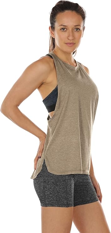 icyzone Camiseta Deportiva de Tirantes para Mujer – Pack de 3