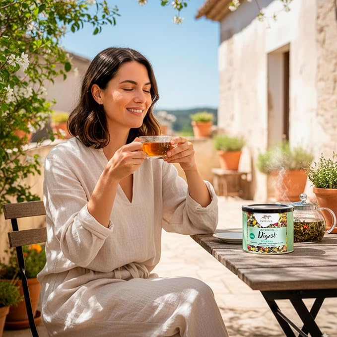 Infusión Digestiva de Manzanilla, Anís Verde, Menta Poleo, Romero, Pétalos de Rosa y Regaliz