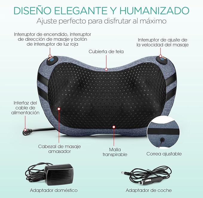 Cojín de Masaje Shiatsu 3D con Calor